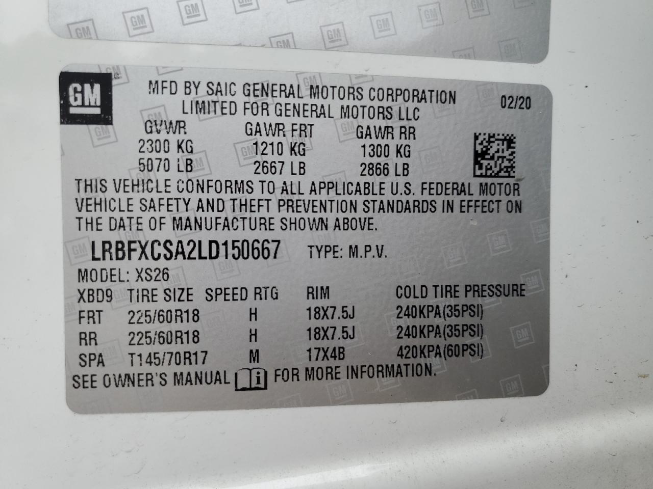 2020 Buick Envision Essence VIN: LRBFXCSA2LD150667 Lot: 65412405