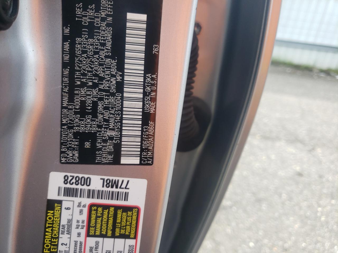 2014 Toyota Sequoia Sr5 VIN: 5TDBY5G14ES100040 Lot: 64576205