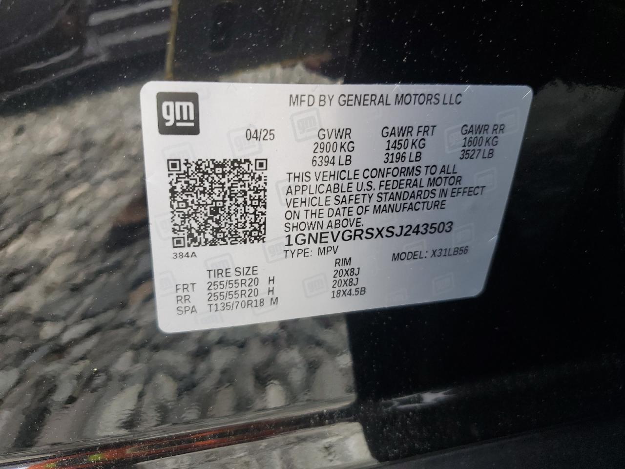 2025 Chevrolet Traverse Lt VIN: 1GNEVGRSXSJ243503 Lot: 62926085
