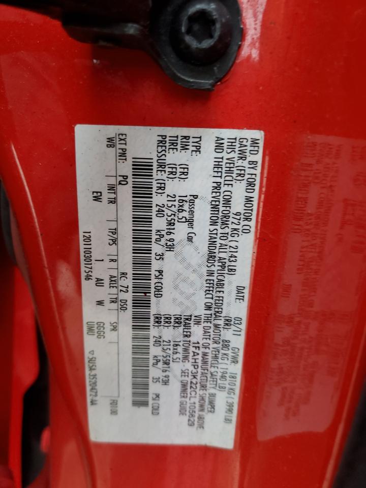 2012 Ford Focus Se VIN: 1FAHP3K22CL105629 Lot: 65252855