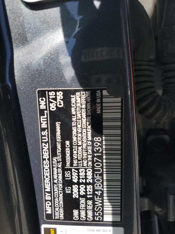 2015 Mercedes-Benz C 300 VIN: 55SWF4JB0FU071398 Lot: 64739775