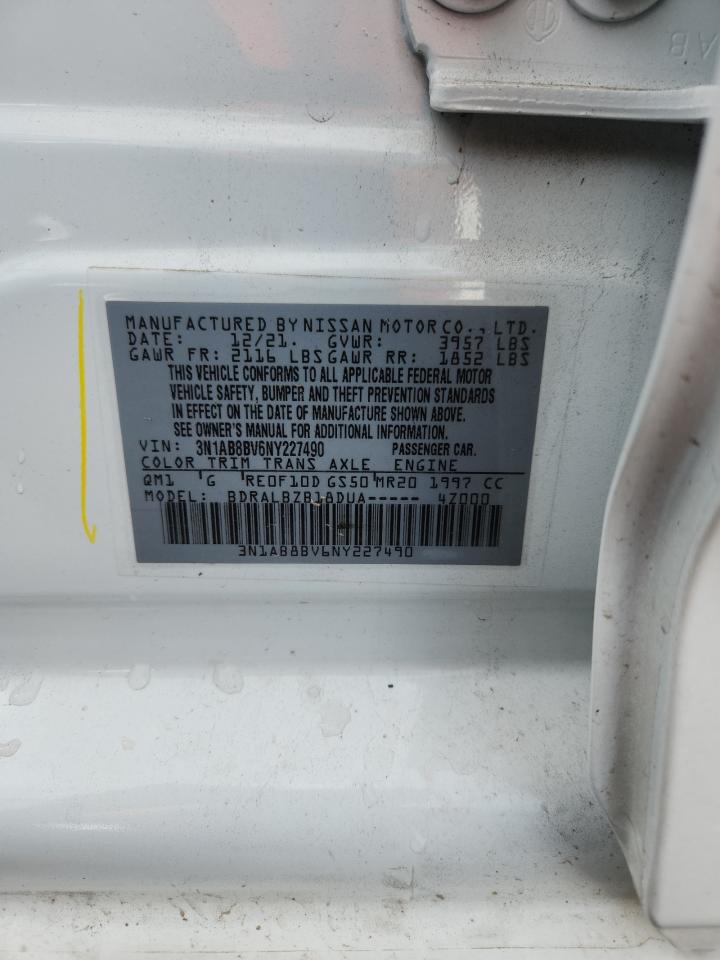 2022 Nissan Sentra S VIN: 3N1AB8BV6NY227490 Lot: 64845875