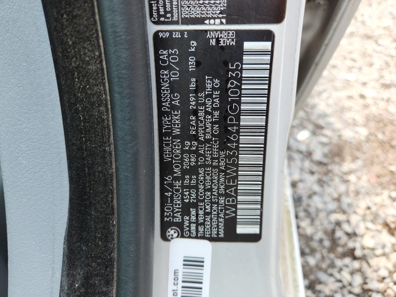 2004 BMW 330 Xi VIN: WBAEW53464PG10935 Lot: 63155905