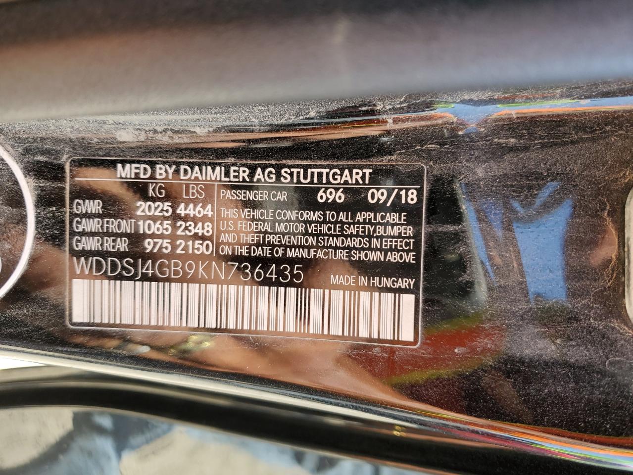 2019 Mercedes-Benz Cla 250 4Matic VIN: WDDSJ4GB9KN736435 Lot: 62910025