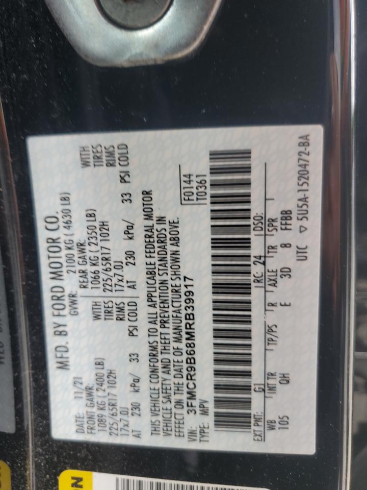 2021 Ford Bronco Sport Big Bend VIN: 3FMCR9B68MRB39917 Lot: 65273585