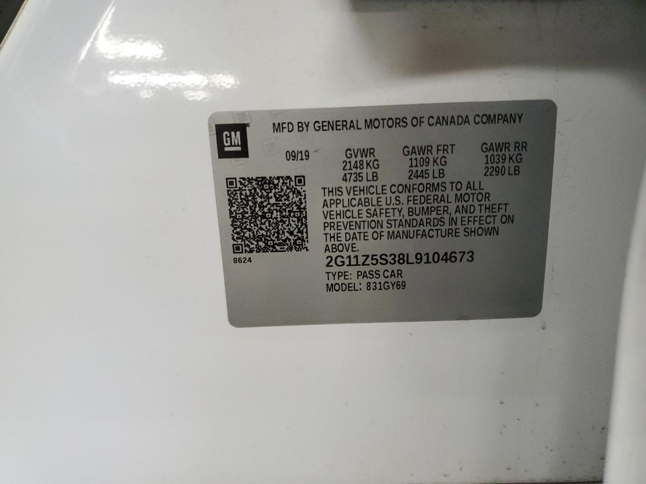 2020 Chevrolet Impala Lt VIN: 2G11Z5S38L9104673 Lot: 64626145
