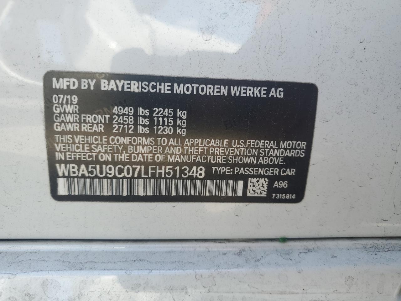 2020 BMW M340Xi VIN: WBA5U9C07LFH51348 Lot: 63248195