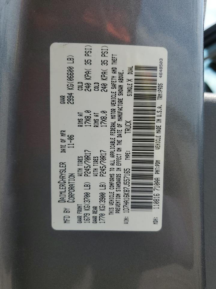 2007 Dodge Ram 1500 St VIN: 1D7HA16K87J557165 Lot: 63660185