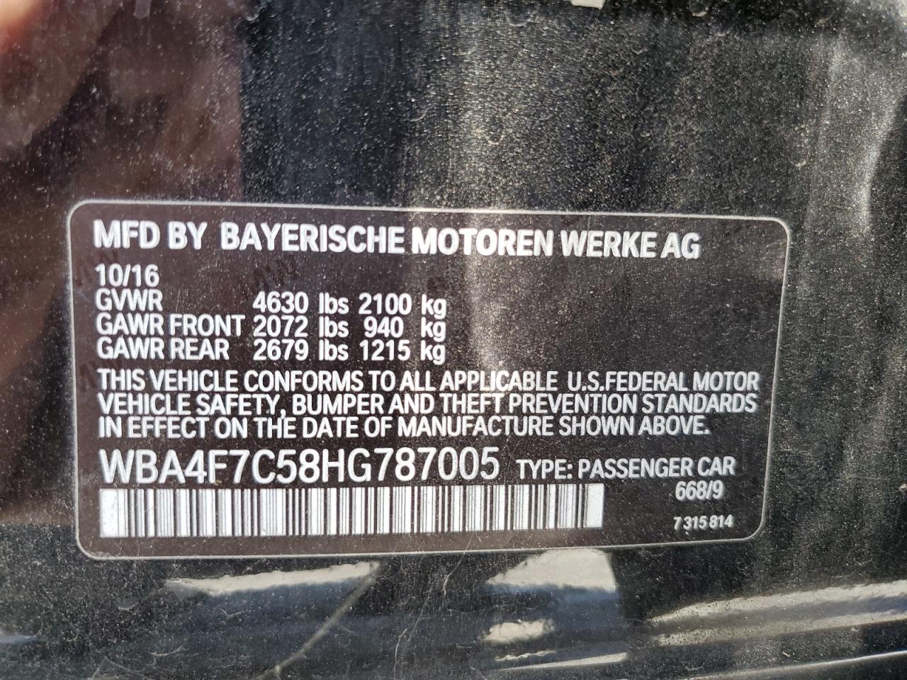 2017 BMW 430I Gran Coupe VIN: WBA4F7C58HG787005 Lot: 64849825