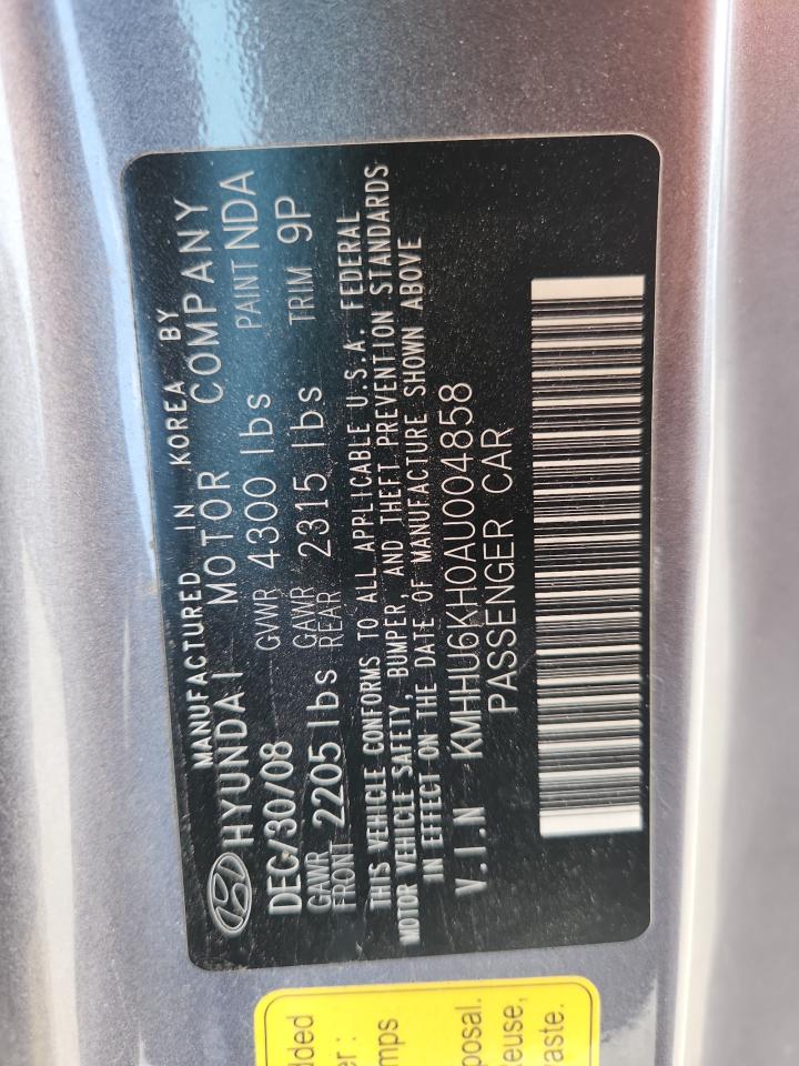 2010 Hyundai Genesis Coupe 3.8L VIN: KMHHU6KH0AU004858 Lot: 63600445