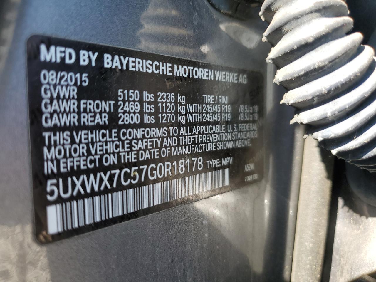 2016 BMW X3 xDrive35I VIN: 5UXWX7C57G0R18178 Lot: 64330315