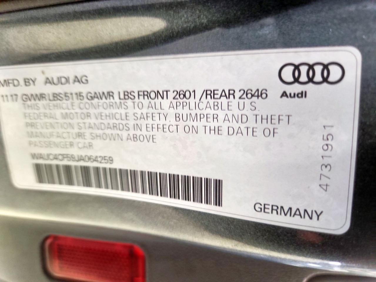 2018 Audi S5 Prestige VIN: WAUC4CF59JA064259 Lot: 63571445