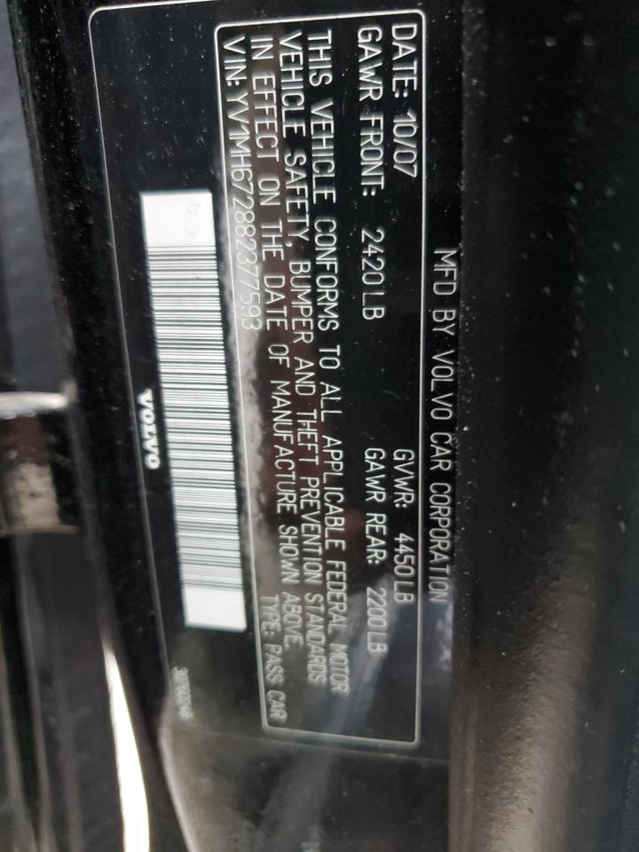 2008 Volvo S40 T5 VIN: YV1MH672882377593 Lot: 63034635