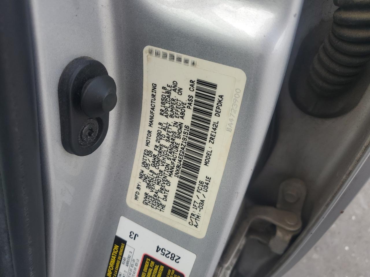 2010 Toyota Corolla Base VIN: 1NXBU4EE2AZ191516 Lot: 63446875