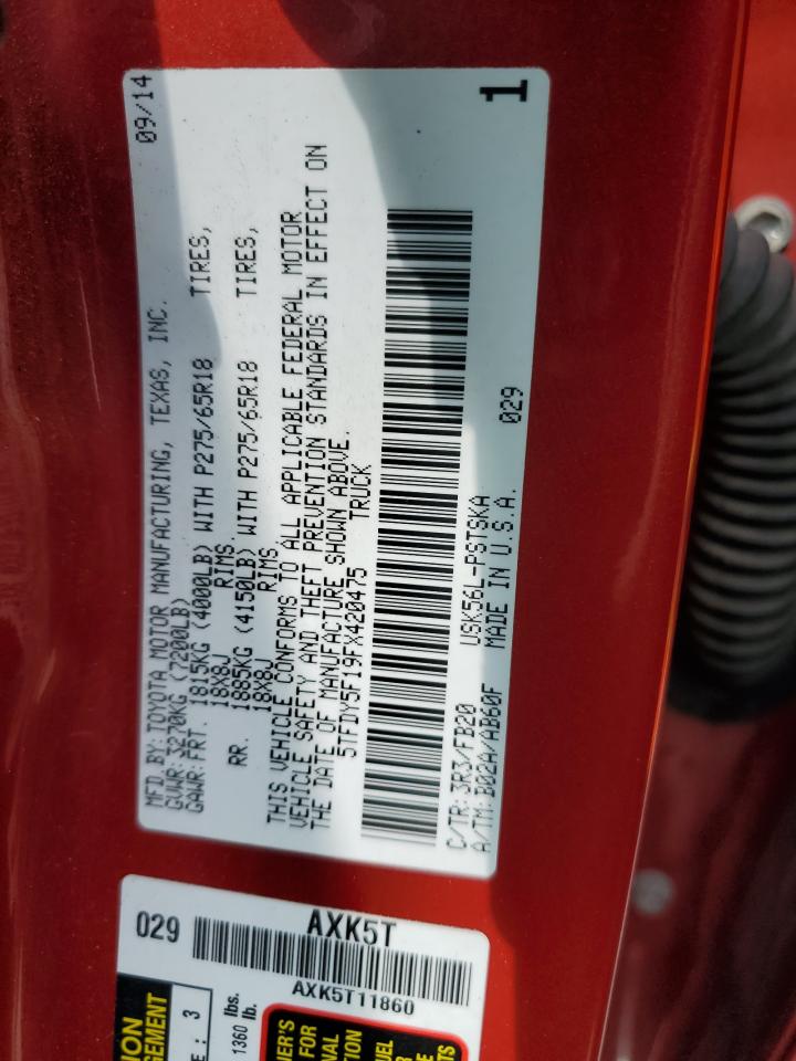 2015 Toyota Tundra Crewmax Sr5 VIN: 5TFDY5F19FX420475 Lot: 65448045