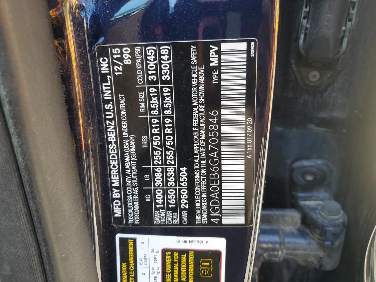 4jgda0eb6ga705846 4JGDA0EB6GA705846 2016 Mercedes-Benz Gle 300D 4Matic