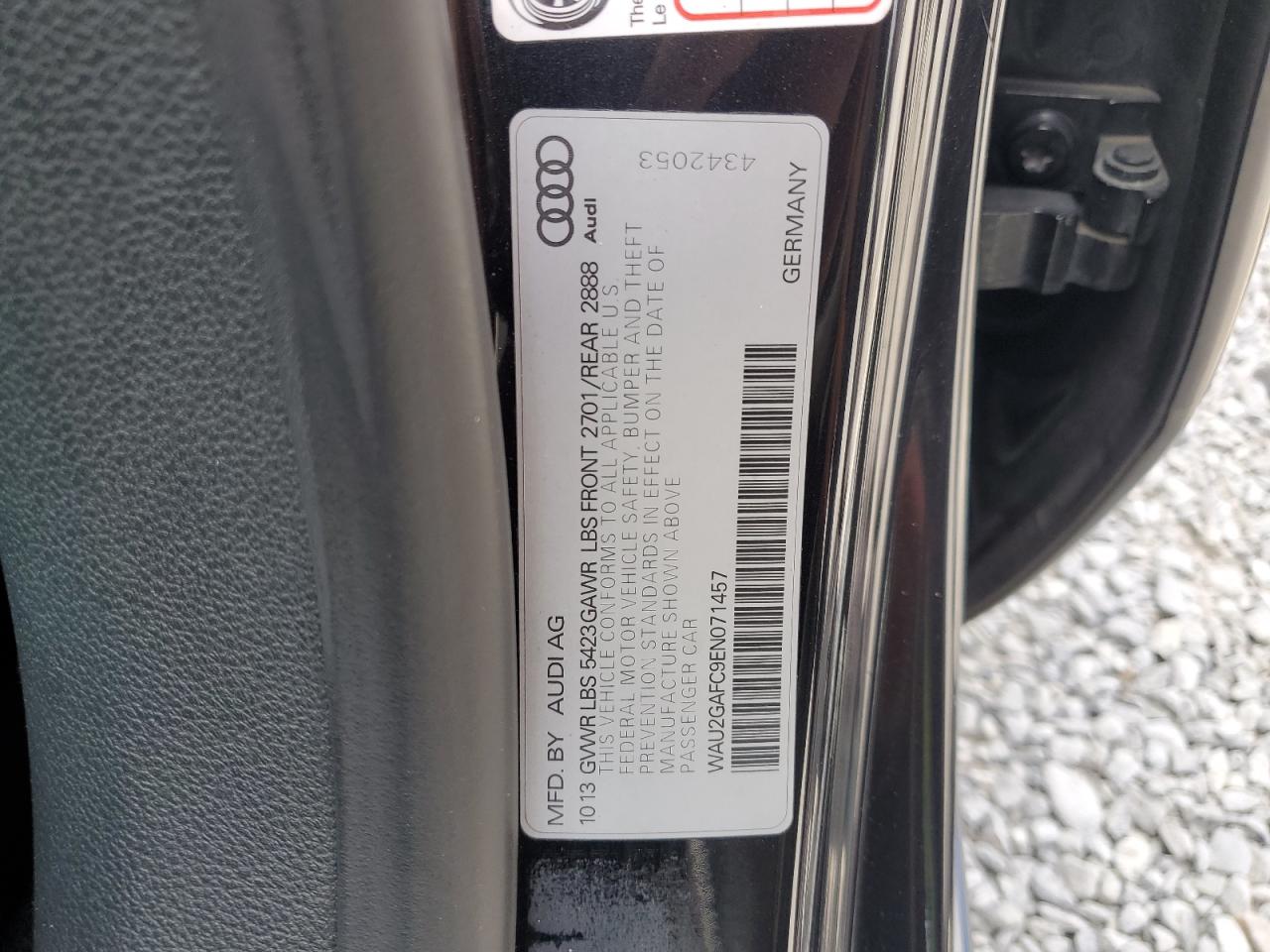 wau2gafc9en071457 WAU2GAFC9EN071457 2014 Audi A7 Prestige