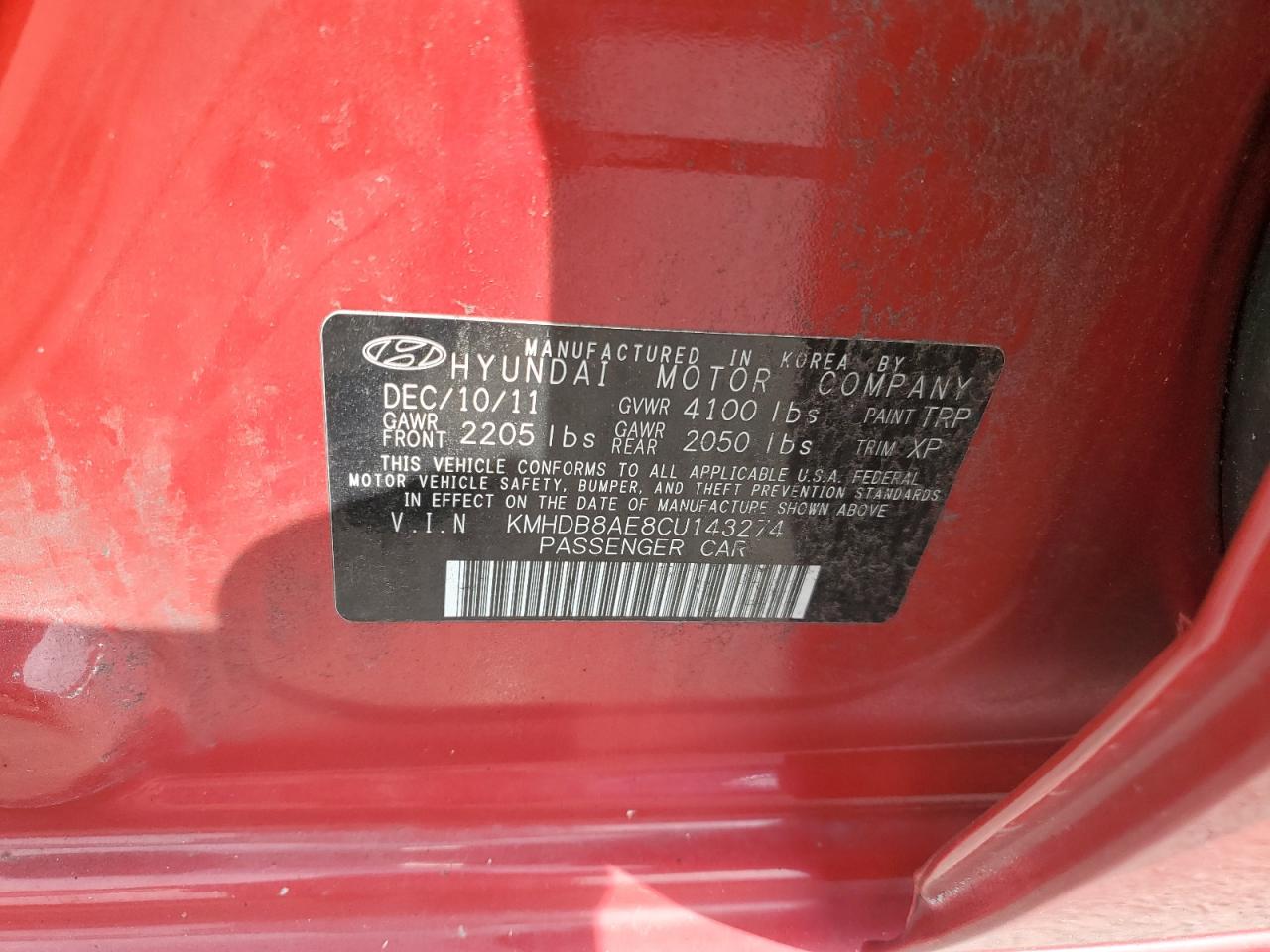 2012 Hyundai Elantra Touring Gls VIN: KMHDB8AE8CU143274 Lot: 65224355