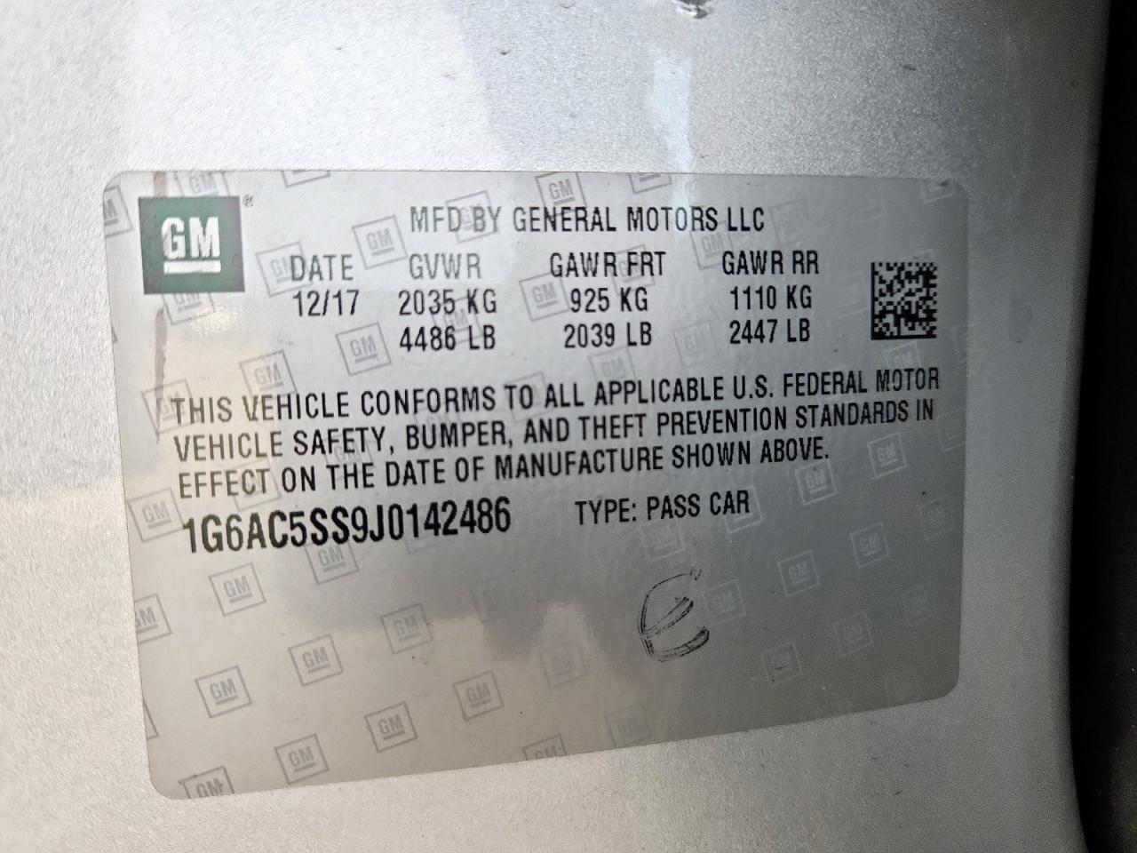 2018 Cadillac Ats Premium Luxury VIN: 1G6AC5SS9J0142486 Lot: 64246005