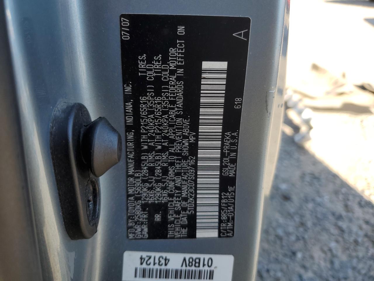 2007 Toyota Sienna Ce VIN: 5TDZK23C07S097162 Lot: 65781295