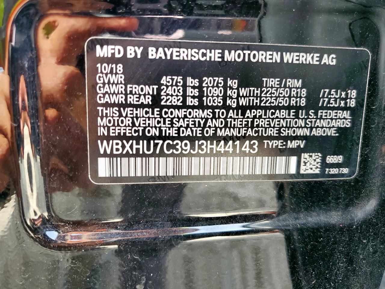 2018 BMW X1 Sdrive28I VIN: WBXHU7C39J3H44143 Lot: 62412785