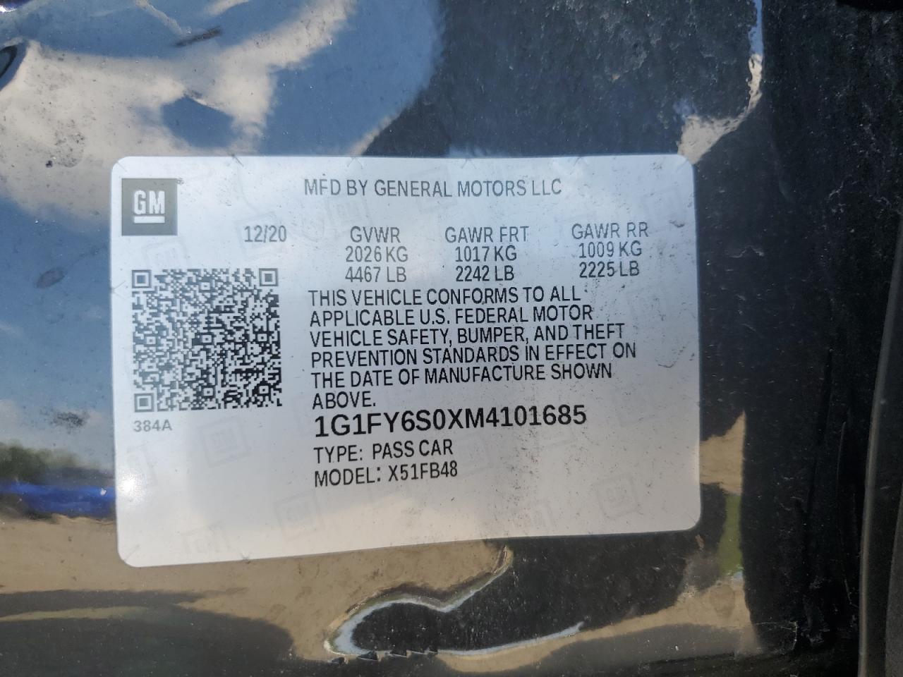 2021 Chevrolet Bolt Ev Lt VIN: 1G1FY6S0XM4101685 Lot: 63312455