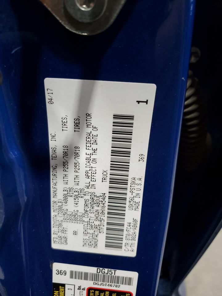 2017 Toyota Tundra Crewmax Sr5 VIN: 5TFDY5F10HX645404 Lot: 64036485