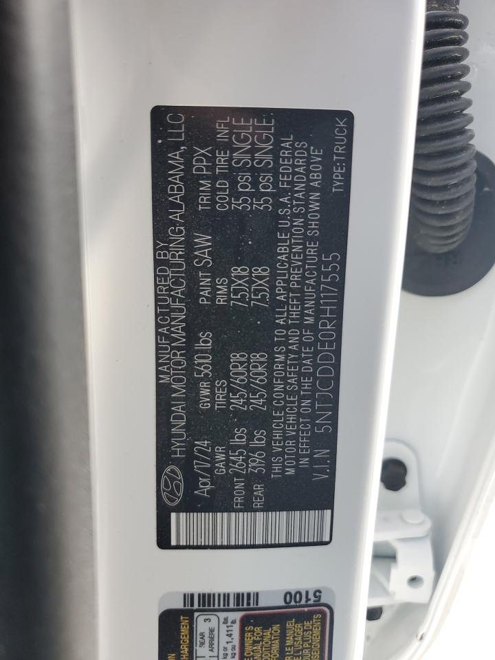 2024 Hyundai Santa Cruz Sel VIN: 5NTJCDDE0RH117555 Lot: 63764945