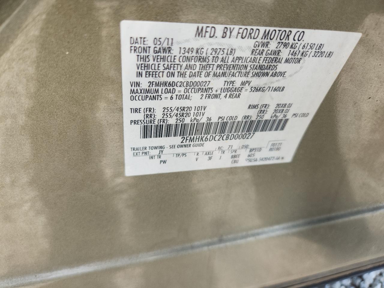 2012 Ford Flex Limited VIN: 2FMHK6DC2CBD00027 Lot: 64268915
