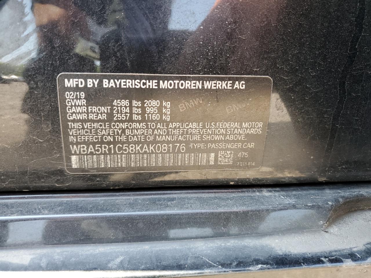 2019 BMW 330I VIN: WBA5R1C58KAK08176 Lot: 66451315