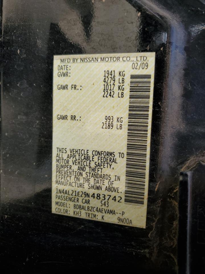 2007 Nissan Altima 2.5 VIN: 1N4AL21E29N483742 Lot: 64522385