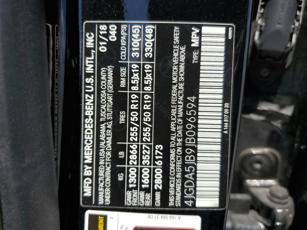 4jgda5jb9jb096594 4JGDA5JB9JB096594 2018 Mercedes-Benz Gle 350