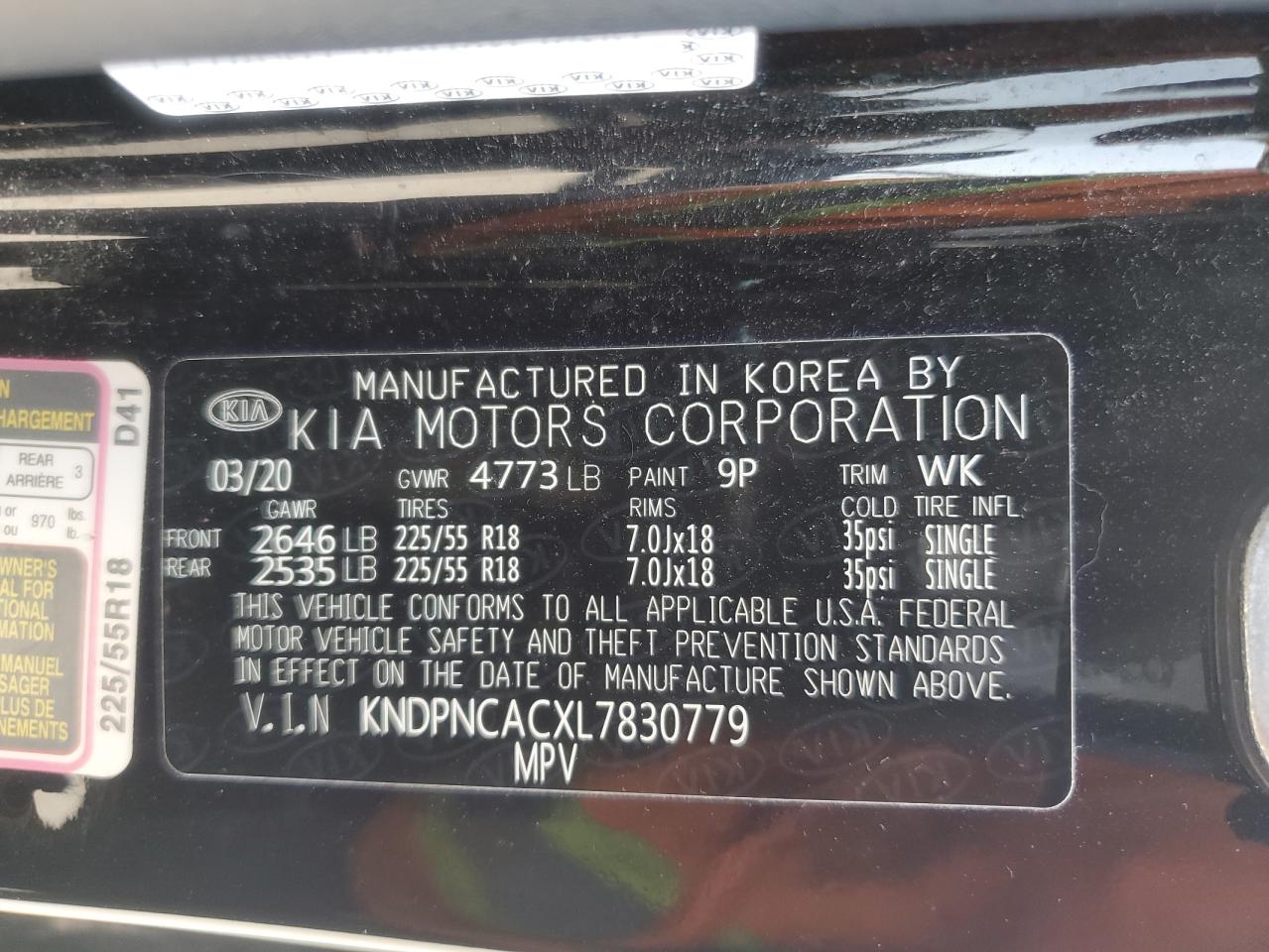 2020 Kia Sportage Ex VIN: KNDPNCACXL7830779 Lot: 63409275