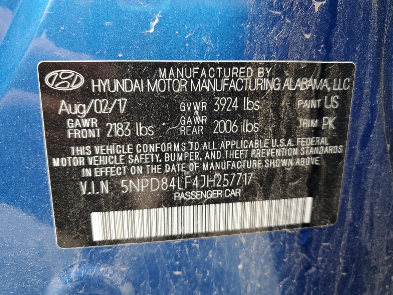 2018 Hyundai Elantra Sel VIN: 5NPD84LF4JH257717 Lot: 64106585