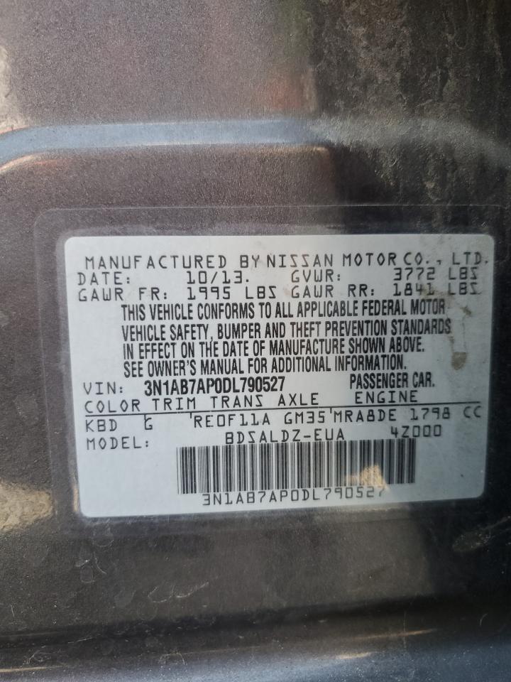 2013 Nissan Sentra S VIN: 3N1AB7AP0DL790527 Lot: 63790385
