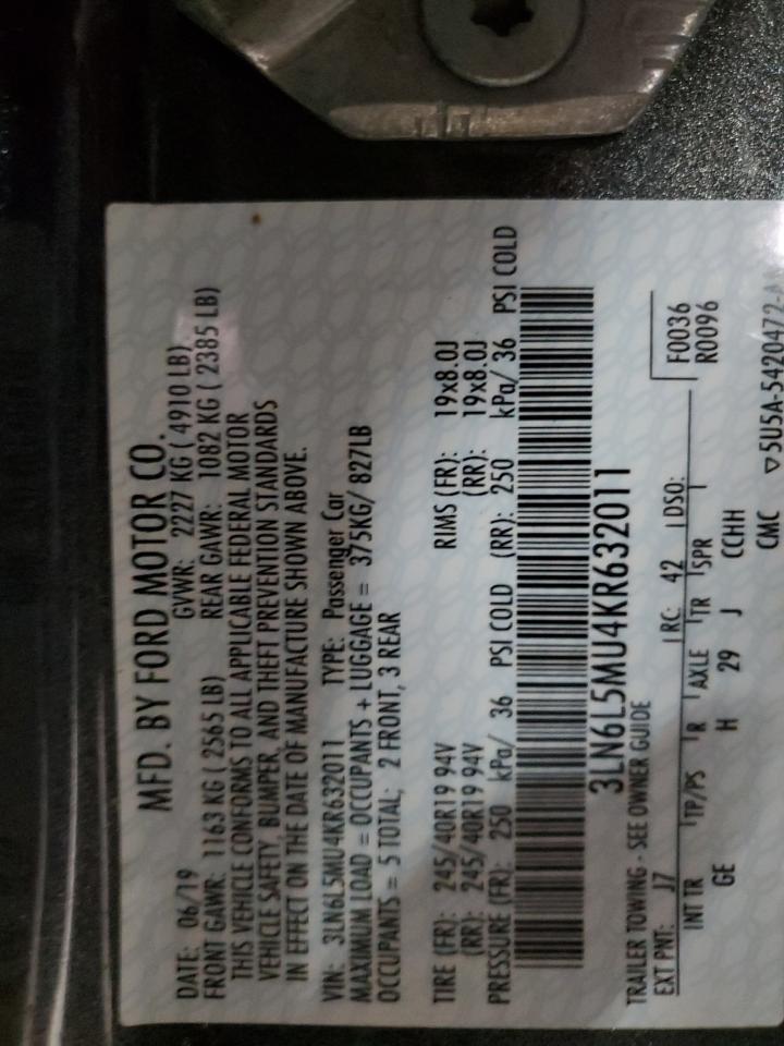 2019 Lincoln Mkz Reserve Ii VIN: 3LN6L5MU4KR632011 Lot: 64516305