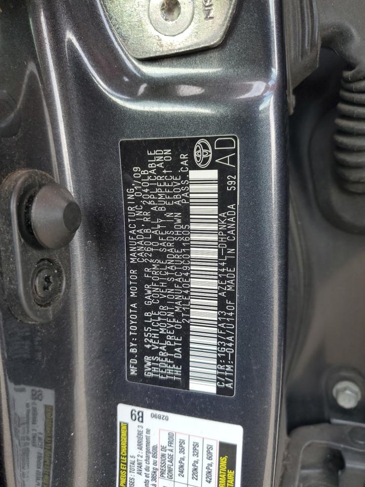 2009 Toyota Corolla Matrix S VIN: 2T1LE40E49C011605 Lot: 62895715