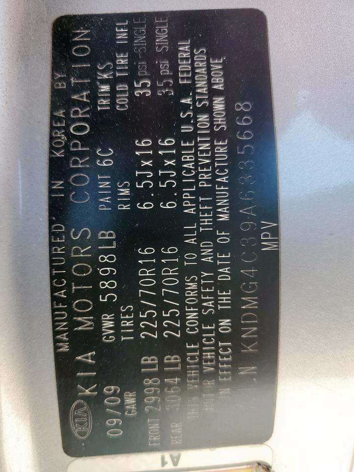 2010 Kia Sedona Lx VIN: KNDMG4C39A6335668 Lot: 64651325