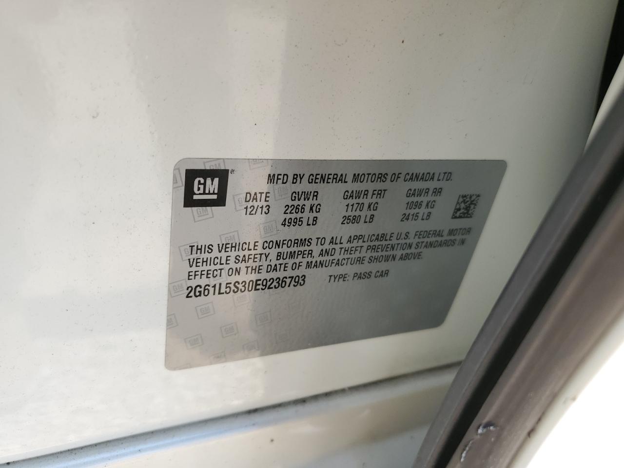 2014 Cadillac Xts VIN: 2G61L5S30E9236793 Lot: 66296975