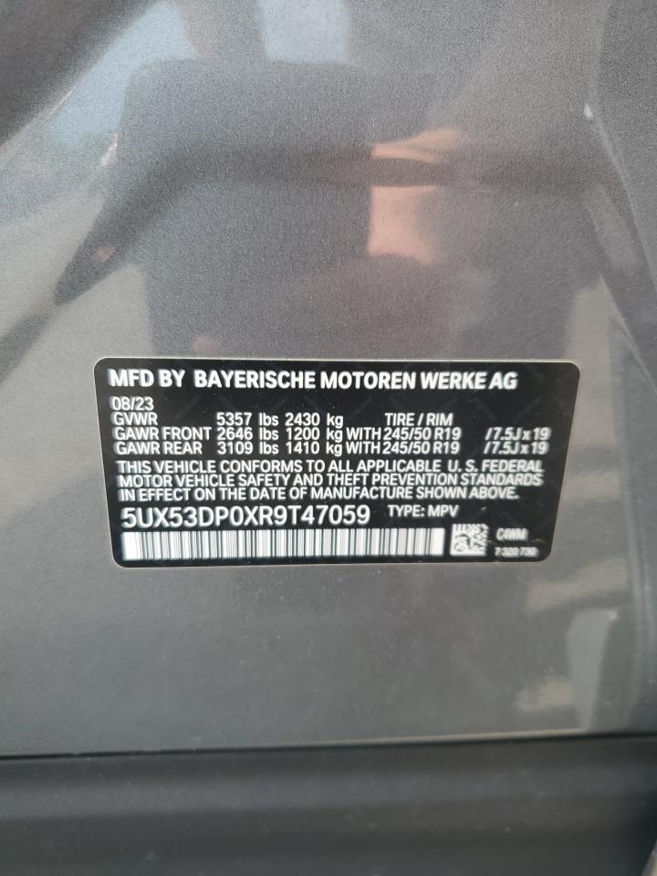 2024 BMW X3 xDrive30I VIN: 5UX53DP0XR9T47059 Lot: 62916615