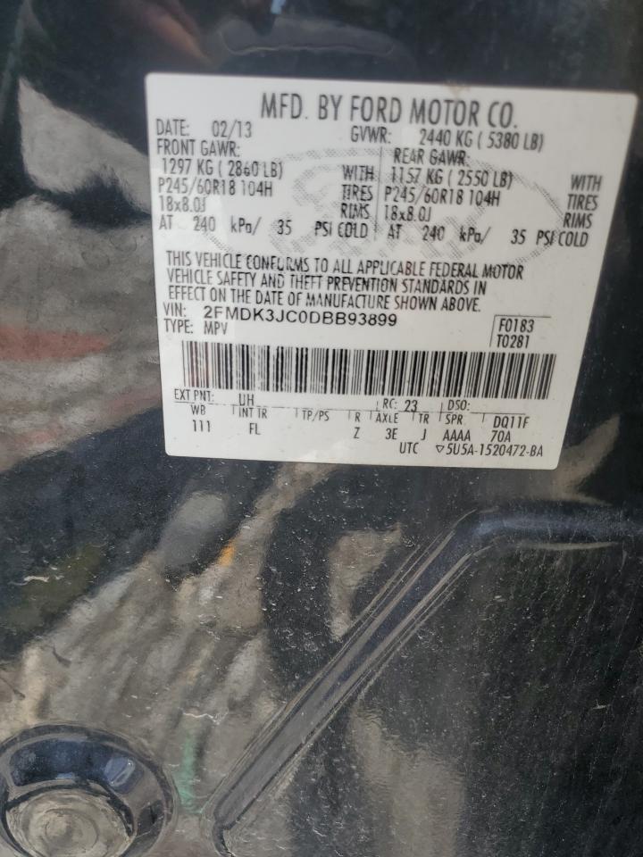 2013 Ford Edge Sel VIN: 2FMDK3JC0DBB93899 Lot: 66516655