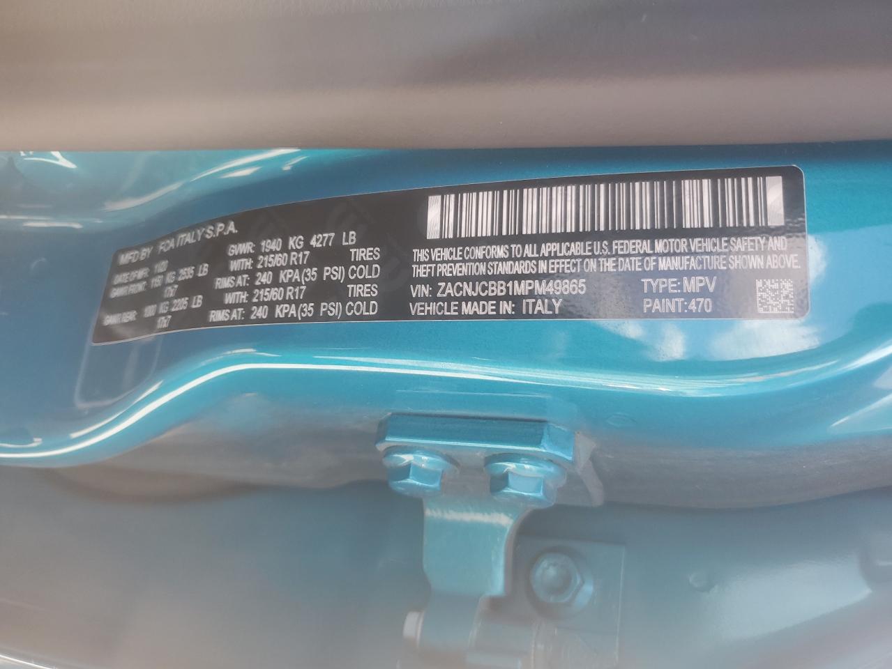 2021 Jeep Renegade Latitude VIN: ZACNJCBB1MPM49865 Lot: 63232785