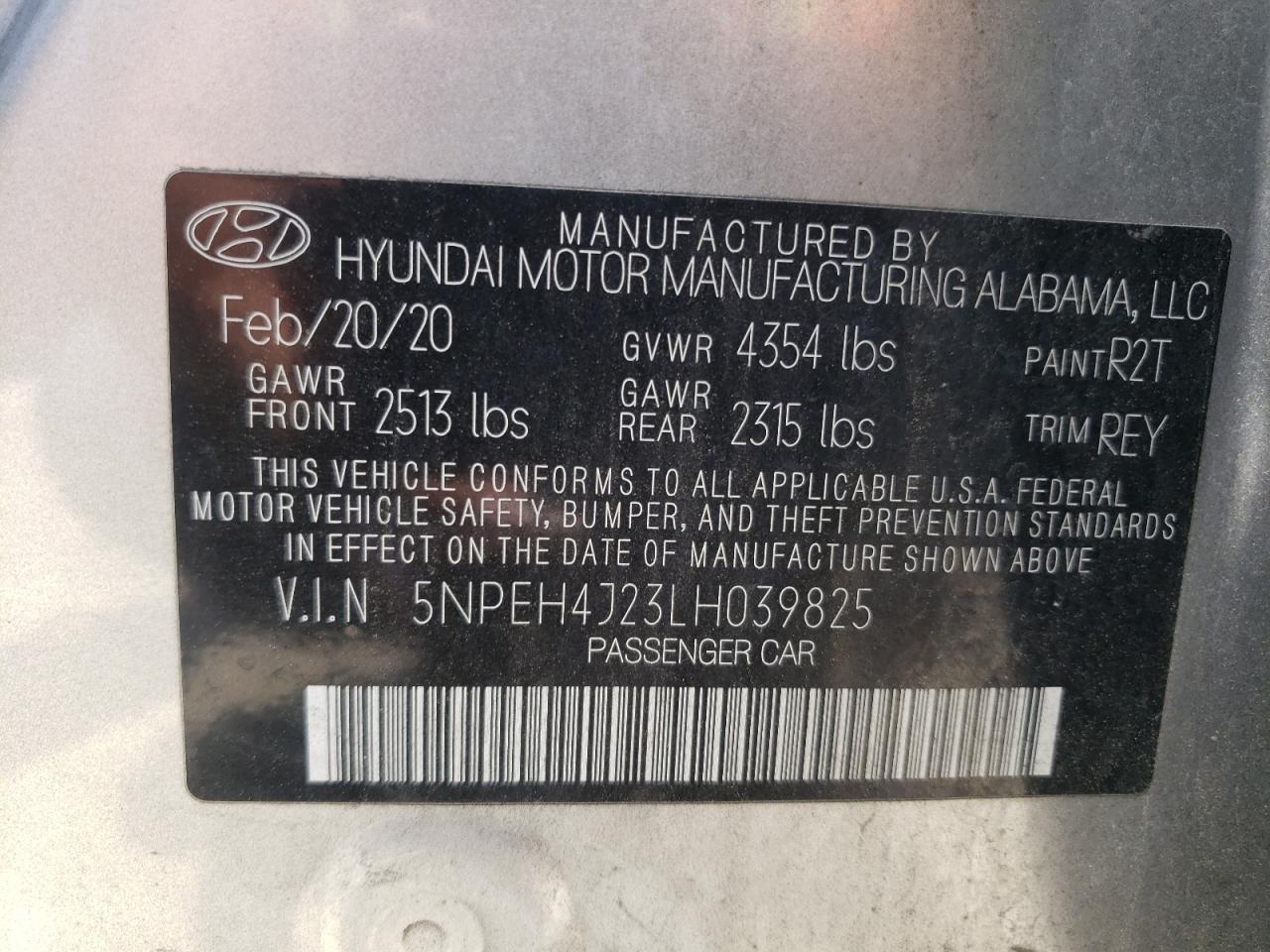 2020 Hyundai Sonata Limited VIN: 5NPEH4J23LH039825 Lot: 54758245