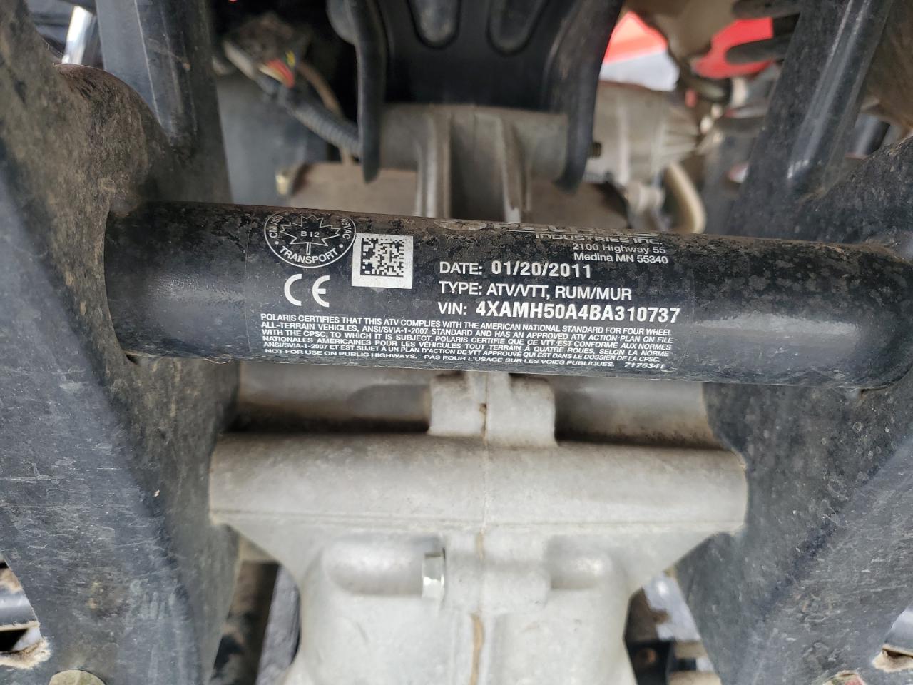 2011 Polaris Sportsman 500 H.o. VIN: 4XAMH50A4BA310737 Lot: 65053565