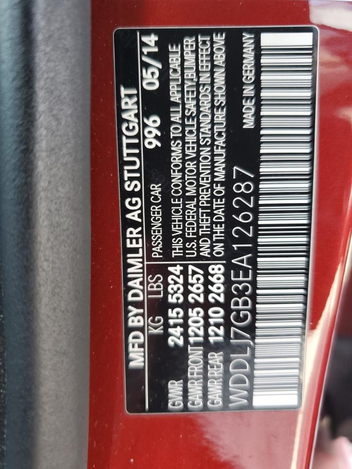 2014 Mercedes-Benz Cls 63 Amg S-Model VIN: WDDLJ7GB3EA126287 Lot: 63604765