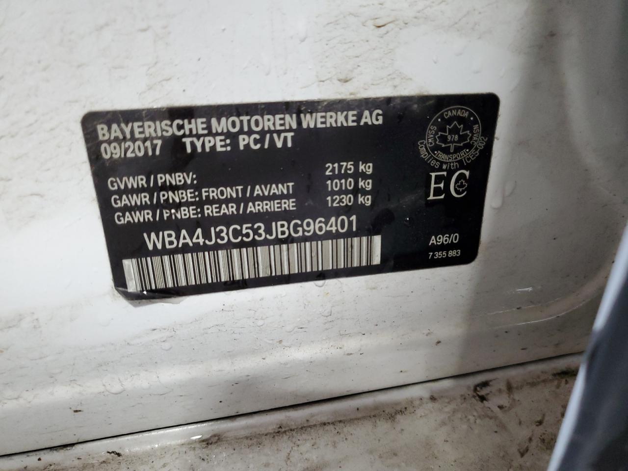 2018 BMW 430Xi Gran Coupe VIN: WBA4J3C53JBG96401 Lot: 66381255