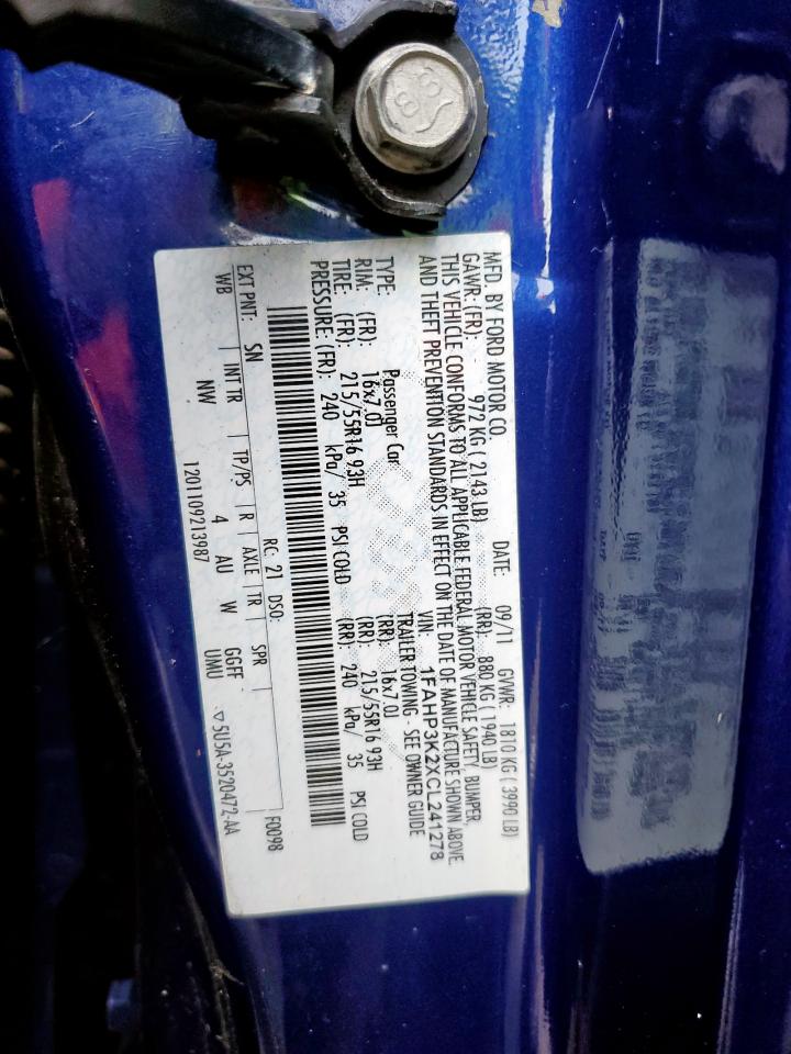 2012 Ford Focus Se VIN: 1FAHP3K2XCL241278 Lot: 66545165