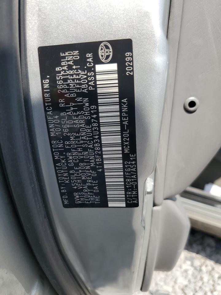 2004 Toyota Avalon Xl VIN: 4T1BF28B34U387419 Lot: 63917835