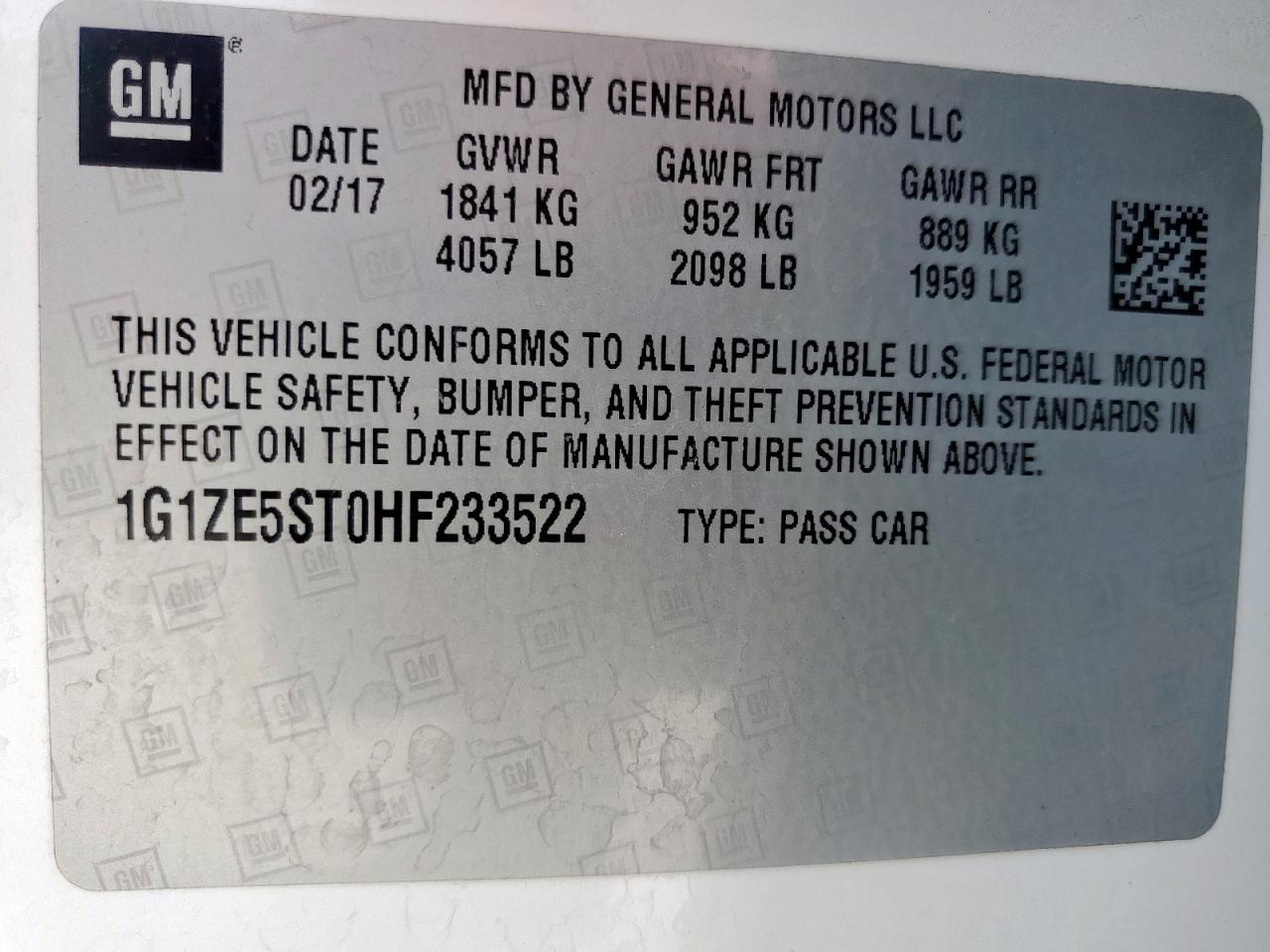 2017 Chevrolet Malibu Lt VIN: 1G1ZE5ST0HF233522 Lot: 65057245