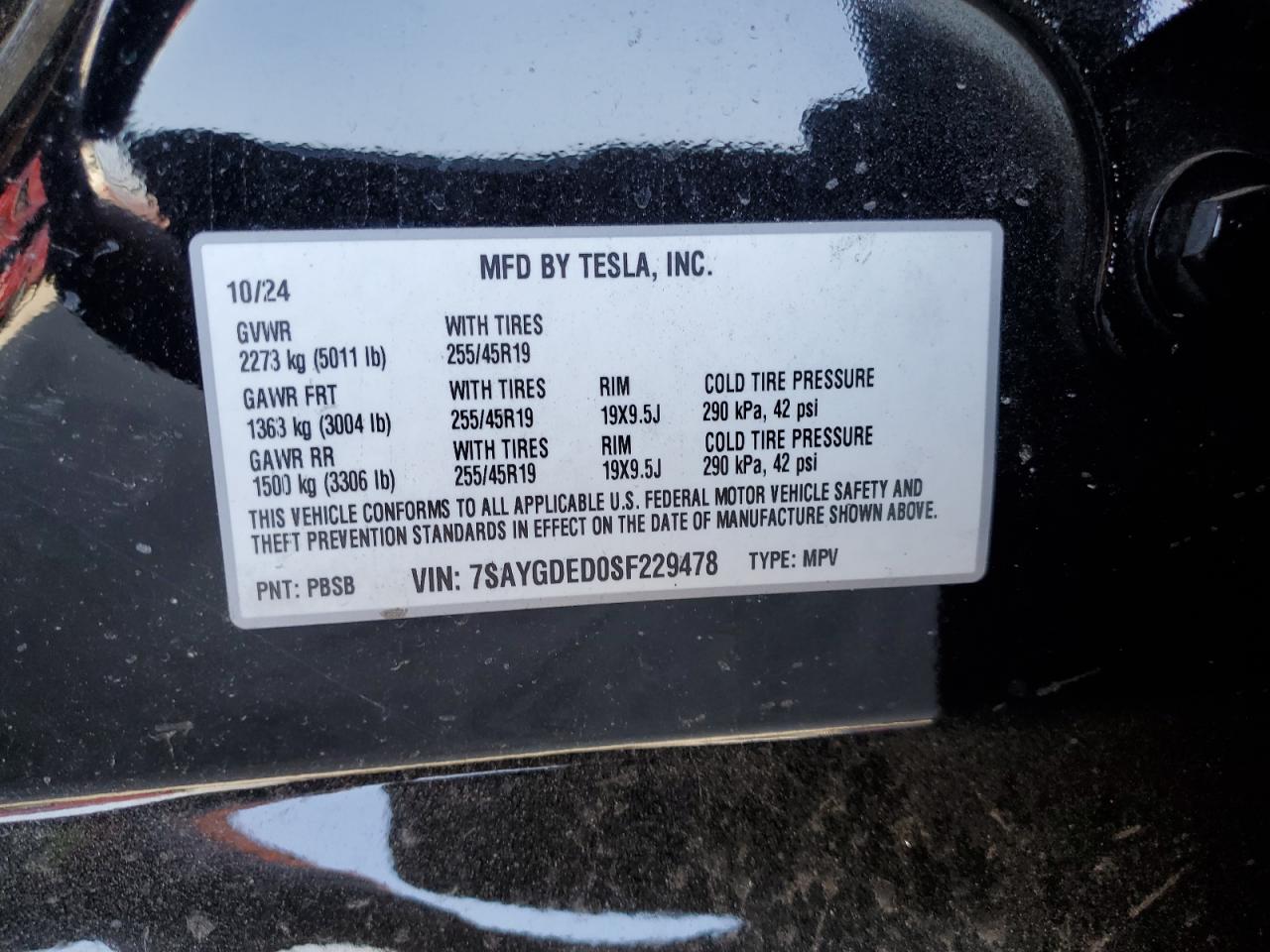 2025 Tesla Model Y VIN: 7SAYGDED0SF229478 Lot: 64505685